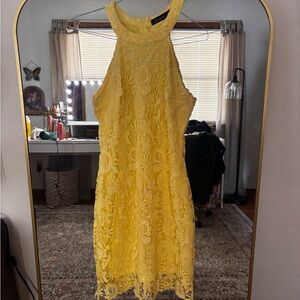 Yellow Lace Halter Dress